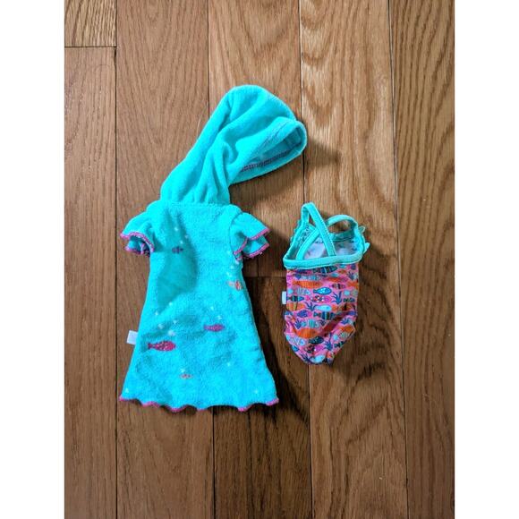 American Girl Doll Wellie Wishers Fun Fish Cover Up And Swimsuit - Picture 2 of 2
